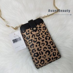 kate Spade New York Graphic remi Leopard Brown Black Phone Crossbody Authentic